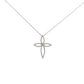 14k White Gold .42ct G SI1 Round Diamond Cross Necklace